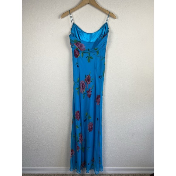 Vtg Lillie Rubin 6 Maxi Slip Dress Fairy Silk Beaded Thin Strap Floral Babydoll - Picture 4 of 7